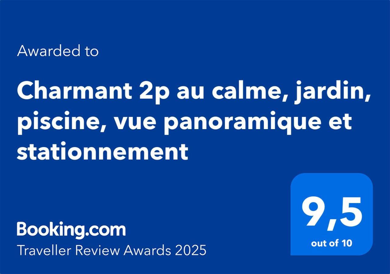Charmant 2P Au Calme, Jardin, Piscine, Vue Panoramique Et Stationnement Villeneuve-Loubet Exterior photo